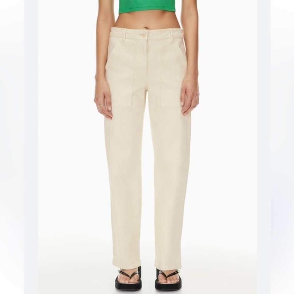 Aritzia Wilfred Free Modern Utility Light Beige Highrise Straight Leg Pant Sz 2